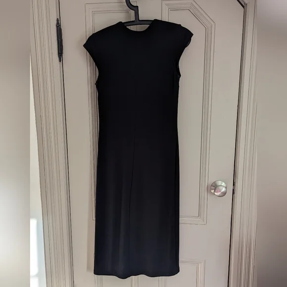 Gap Factory Black Sheath Maxi Dress with V-Neck Cap Sleeves - Picture 4 of 6
